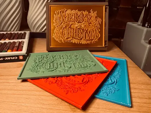 "Merry Christmas" Mono Lithophane Holiday Greeting