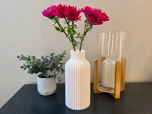 Modern Ribbed Vase w/Narrow Top