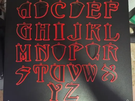 Gothic Alphabet Keychain Set A–Z | 3D Letters