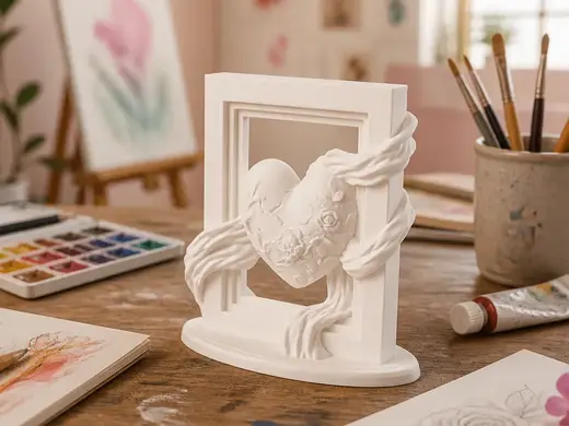Heart in Frame Sculpture Romantic Decor