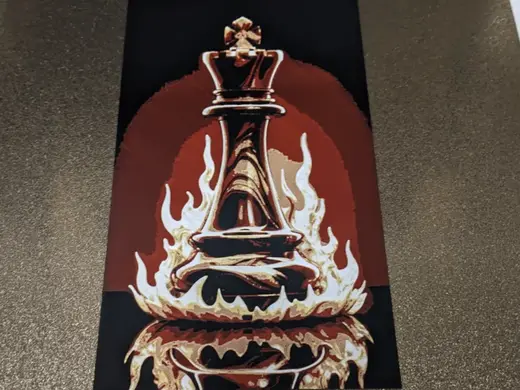 Red King Chess Piece HueForge with frame