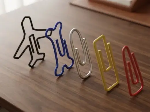 Clipe de papel em vários formatos