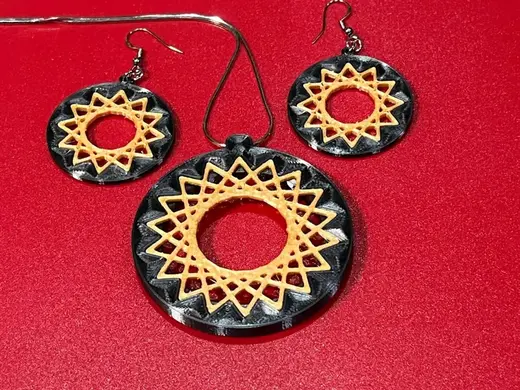 Starburst Earrings and Pendant: Simple to print, yet beautiful