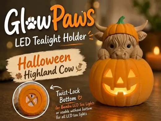 Highland Cow GlowPaws Tealight Holder Pumpkin