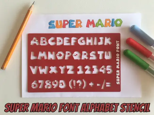 Super Mario Font Stencil Alphabet