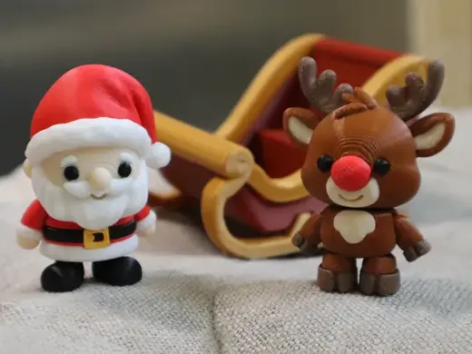 Santa and Rudolph Minis with sleigh