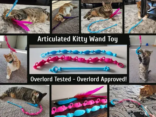 Articulated Kitty Wand w/Cute Fish and Mice Links