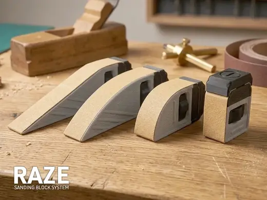 RAZE – Schleifblock-System mit Spannmechanismus