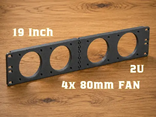 19" Rack 2U 4x 80mm fan panel, reinforced