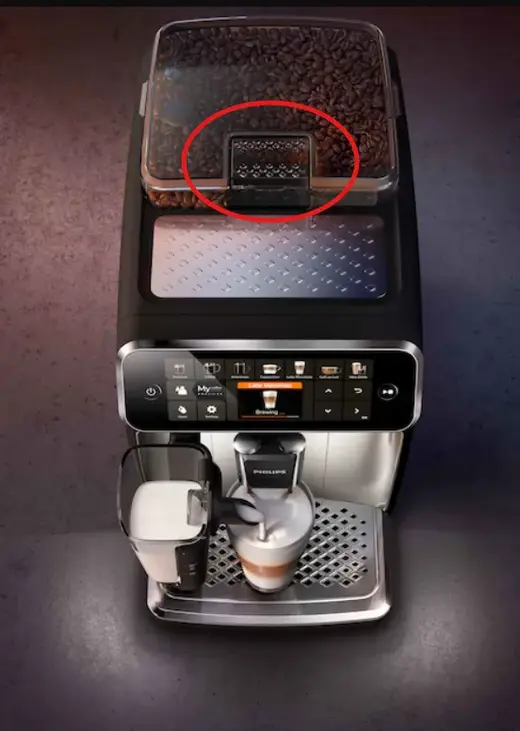 Upper cover - Grinded beans - Phillips 5400 Coffee