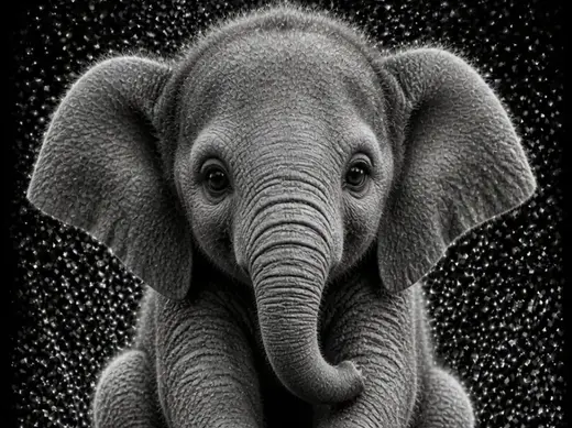 Bébé Elephant - Bébés animaux N&B - EASY PRINT