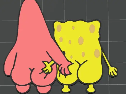 Spongebob and Patrick Keychain and Sticker