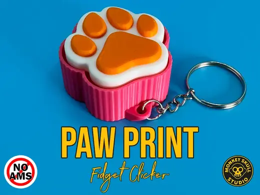 Paw Print MX Fidget Clicker Keychain
