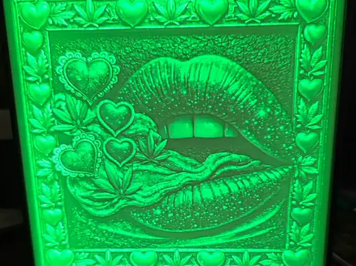 Lithophane with weed smoke and roses