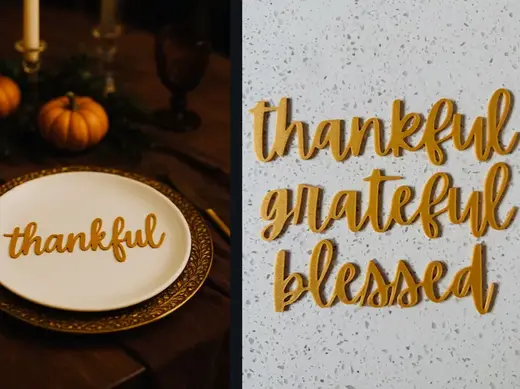 Fall Party Plate Decor- Grateful Thankful Blessed
