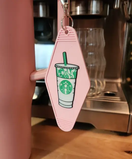 Vintage motel style Starbucks keychain