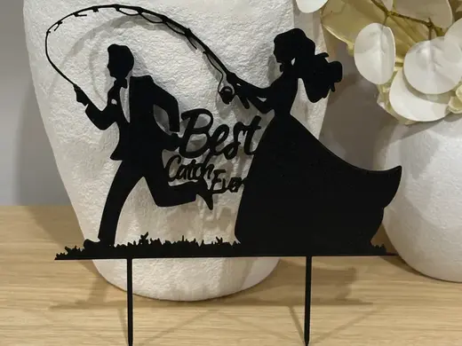 Bride And Groom Best Catch Ever Cake Topper