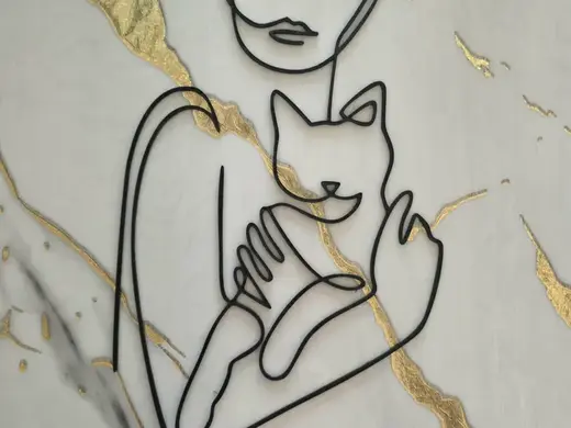 Line Art portrait avec chat