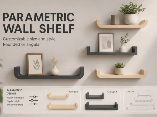 Parametric Wall Shelf with Hidden Keyhole Mount