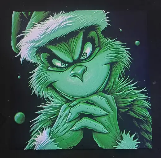 Mischievous Grinch 3D Printed Hueforge Art