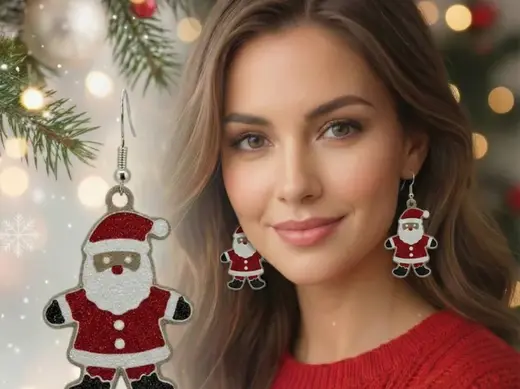 Cute Santa Earrings - Prints in 30 min!