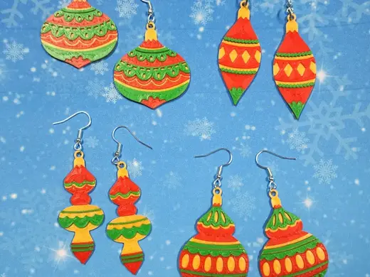 Christmas Ornament Earrings - Quick Print, No AMS