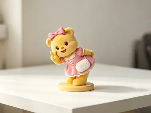 弯腰比耶的黄油小熊-可爱潮玩盲盒福袋-儿童涂色玩具