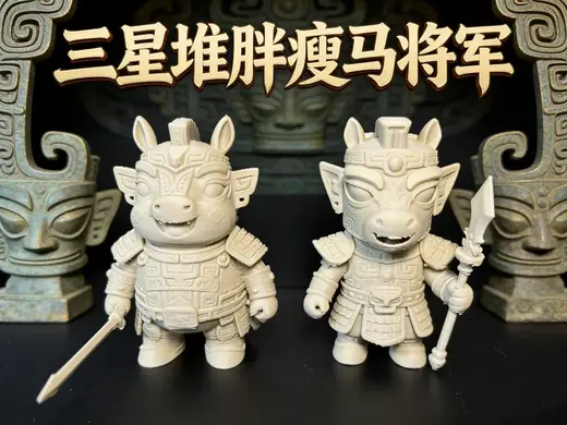 马年青铜胖瘦仙 三星堆马门神马将军