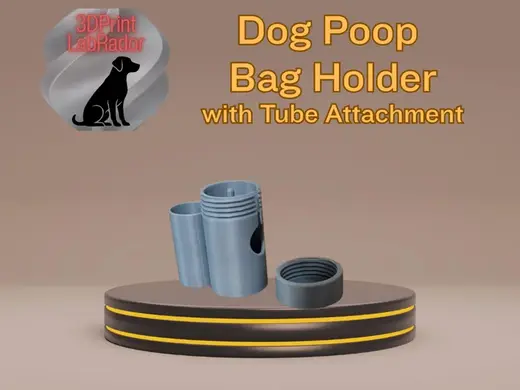 Dog Poop Bag Holder with Tube Attachment