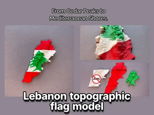 Lebanon topography flag model al-Lubnāniyyah