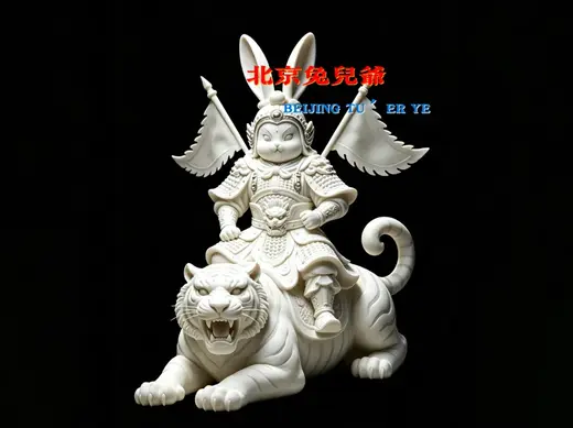 北京兔儿爷 兔儿爷骑虎 非遗雕塑模型
