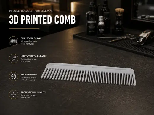 Dual Tooth Barber Comb | Printable Hair Comb