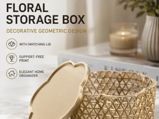 Floral Geometric Storage Box with Lid