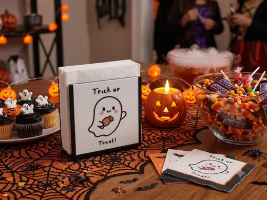 Interchangeable Napkin Holder - Ghost Trick-Treat