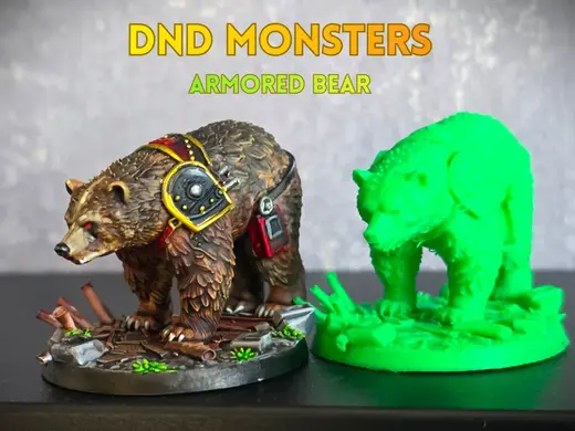 DnD Monsters - Armored Bear figure Tabletop Game
