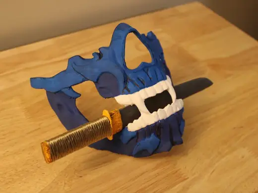 Skeletal Samurai Mask with Knife