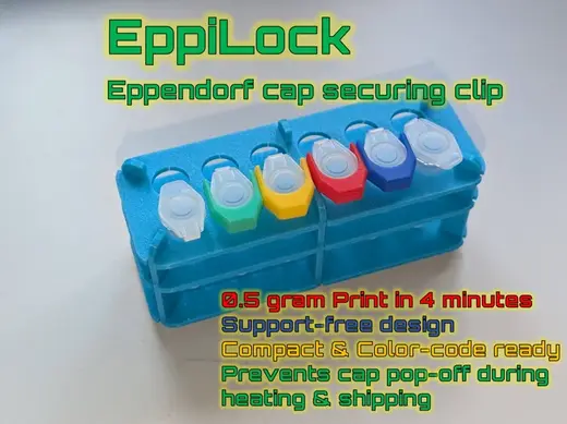 EppiLock: 1.5 mL Eppendorf Tube Cap Securing Clip