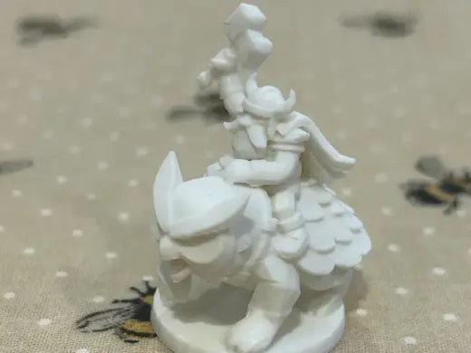 Dwarf Barbarian on Owlbear, TTRPG / D&D, Low-Poly