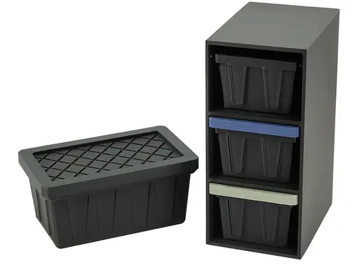 HDX Tote Bin 3 sizes, Lid & Rack (solid back)