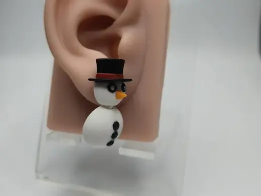 Articulated Snowman Hanger Earrings