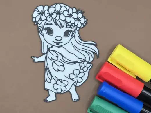 Tropical Hula Princess Coloring Page