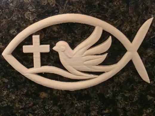 Christian Ichthys Fish with Cross and Dove