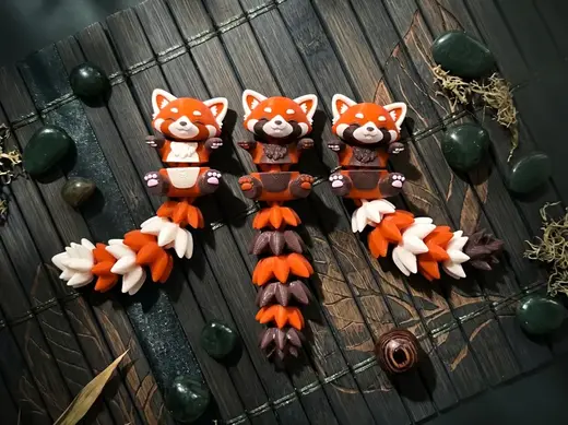 Fluffy Tail Cute Flexi Red Panda - Toy / Keychain