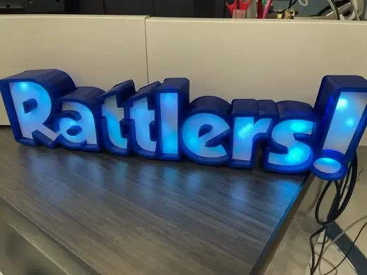 Rattlers letters with LED holes and back lit faces