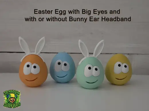 Easter Egg with Big Eyes and Bunny Ear Headband