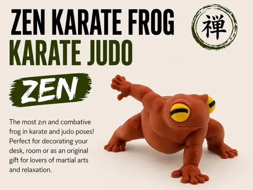 Zen Karate Frog Cute kawaii Judo Pose Decor desk
