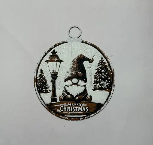 Christmas ball with gnome and landscape