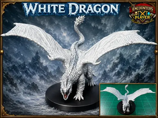 Young White Dragon: DnD D&D Pathfinder Mini