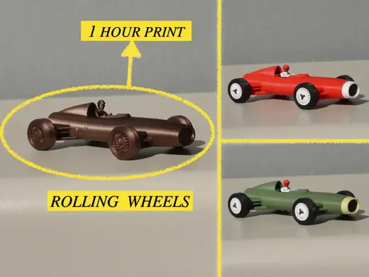 Mini 1960s Fidget F1 Car – 1h Print Rolling Wheels