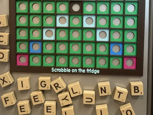 Scrabble on the fridge
